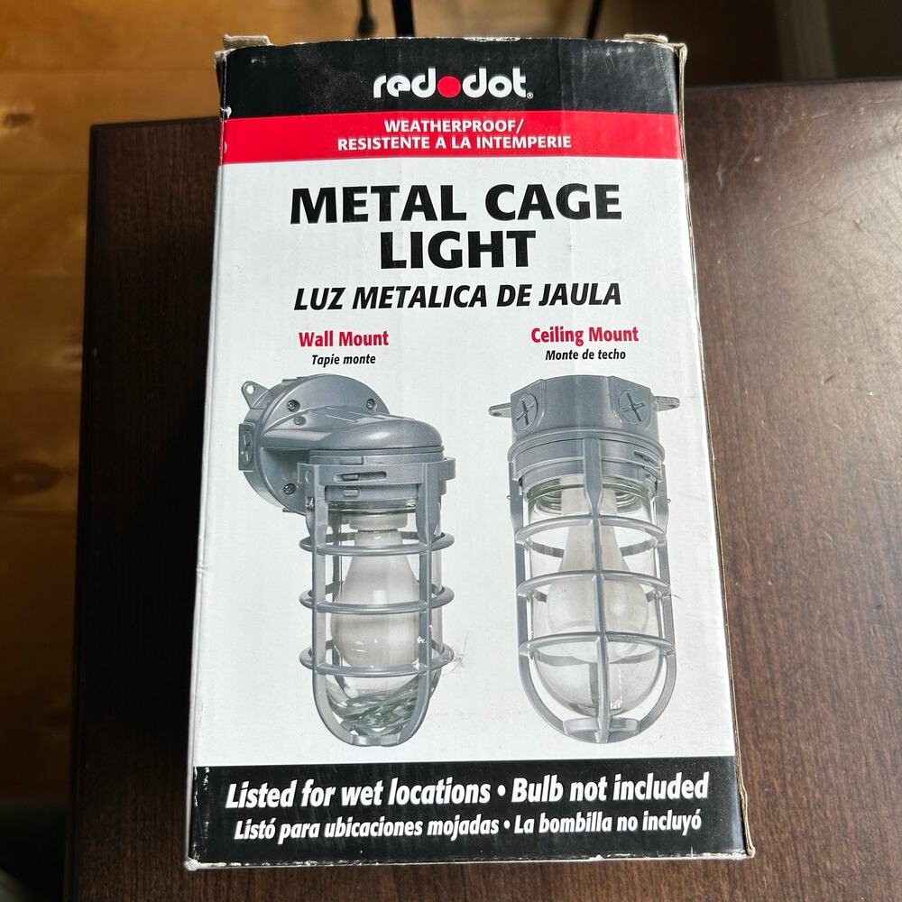 New Red Dot 150-Watt Ceiling Mount Metal Cage Globe Light